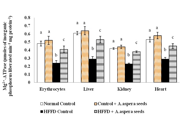 Effect of A.aspera seeds in Mg2+-ATPase in Erythrocytes. Liver, Kidney and Heart of Control and Experimental Rats