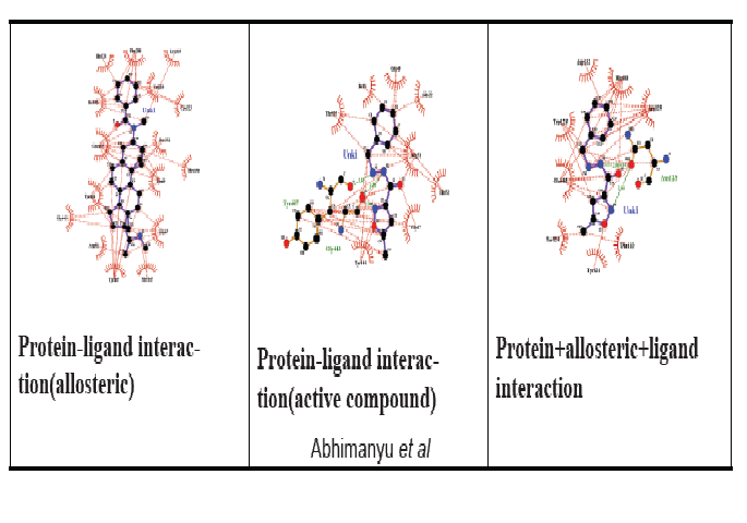 interaction between the docked protein, ligand, and natural allosteric compound